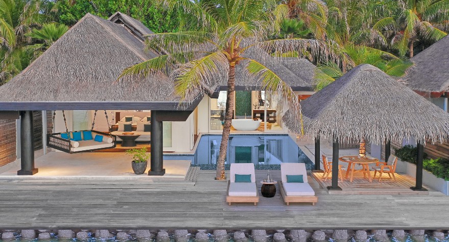Exterior view of the Two Bedroom Ocean House with Pool at Naladhu Private Islands Maldives